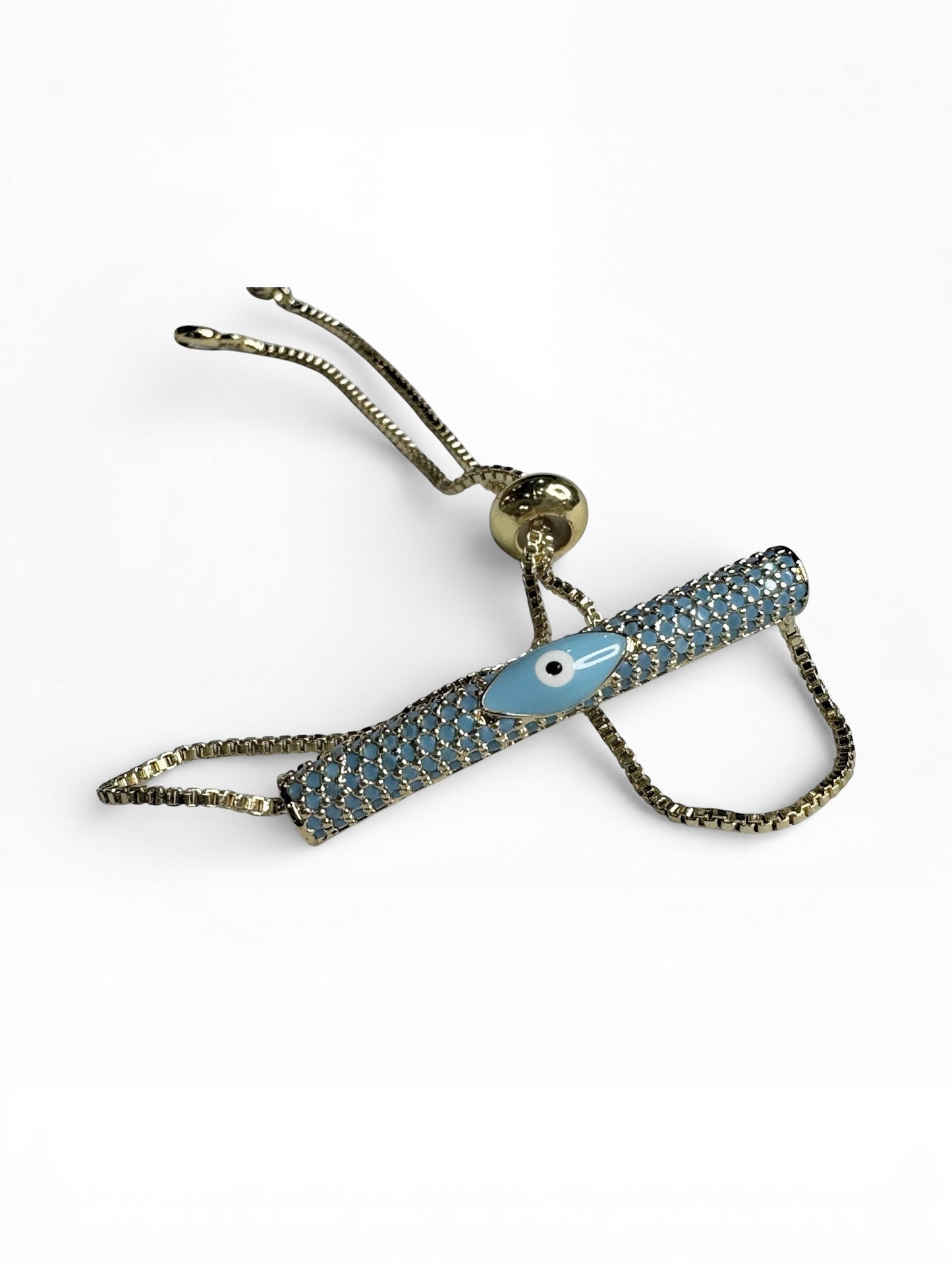 Stainless Steel Evil Eye Cylinder Chain Bracelet