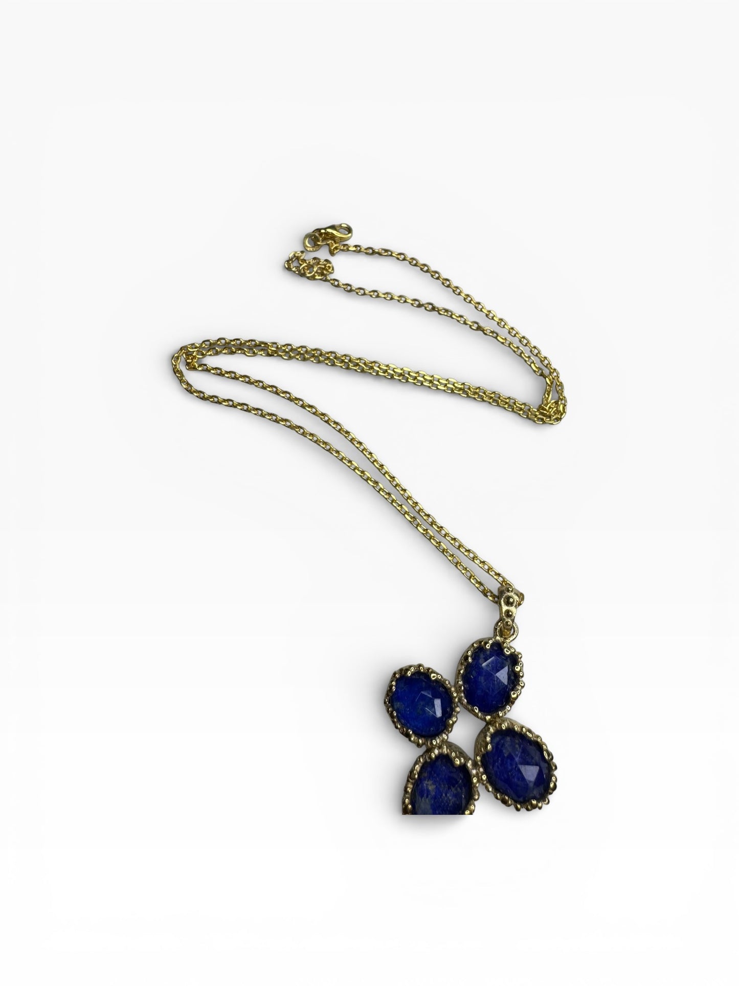 Lapis Stone Sterling Silver Two tone Cross