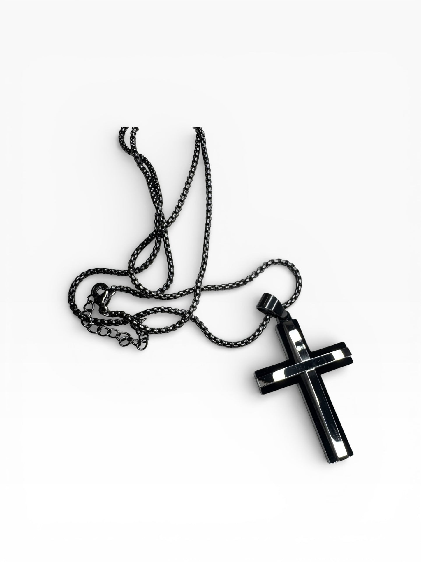 Cronus Black and Stainless Steel Cross
