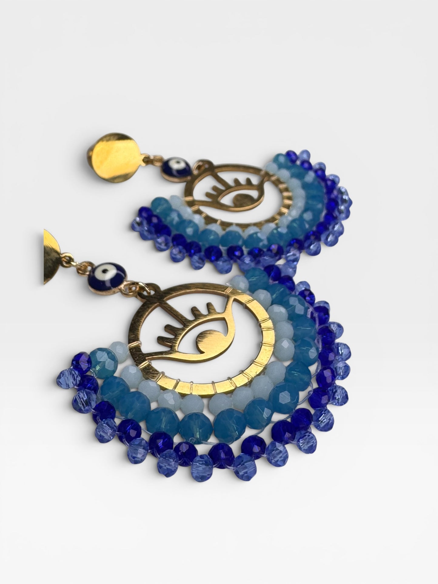 Half Moon Evil Eye Beaded Earrings
