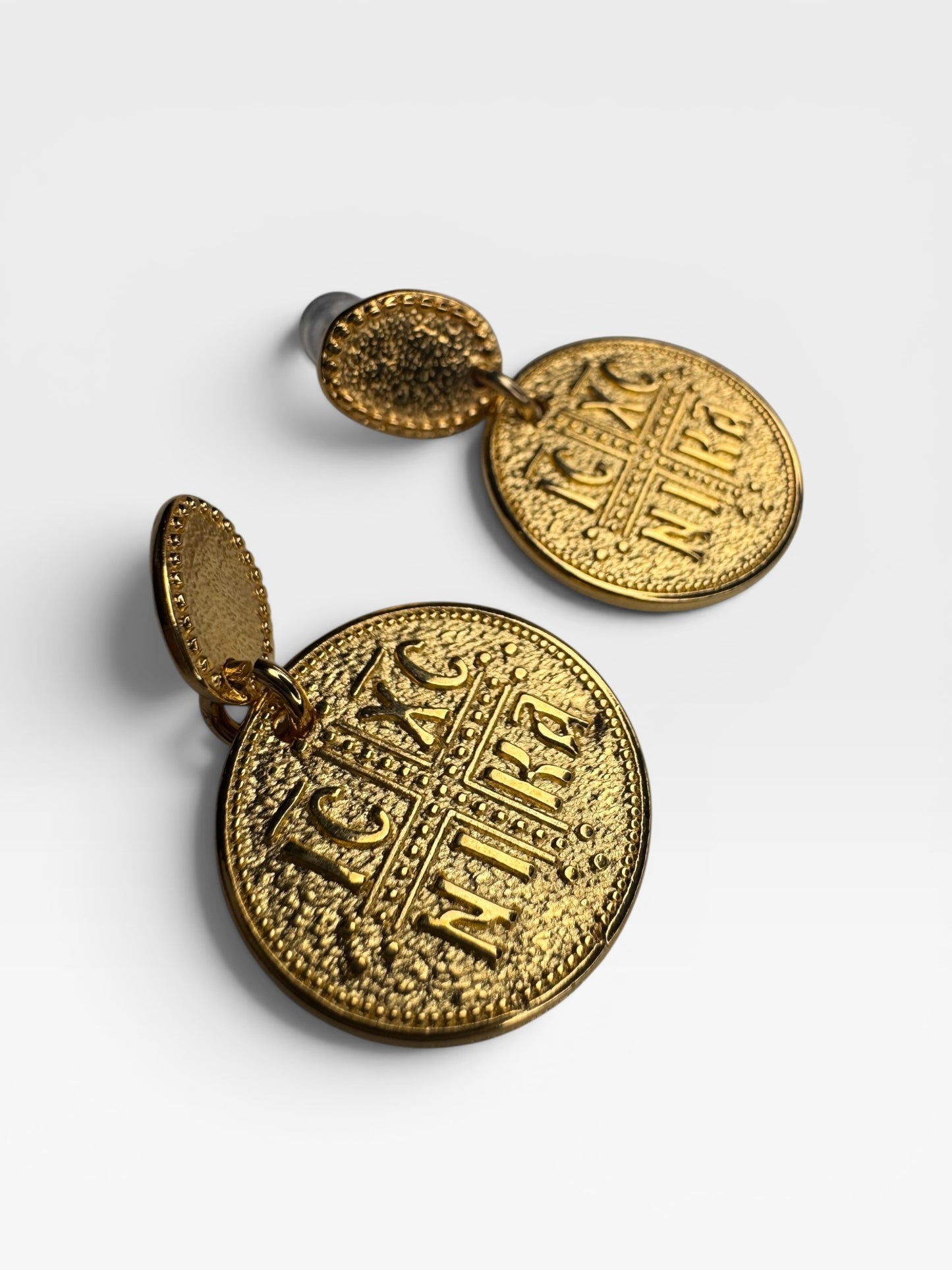 Large IXNCA Stainless Steel Gold Earrings