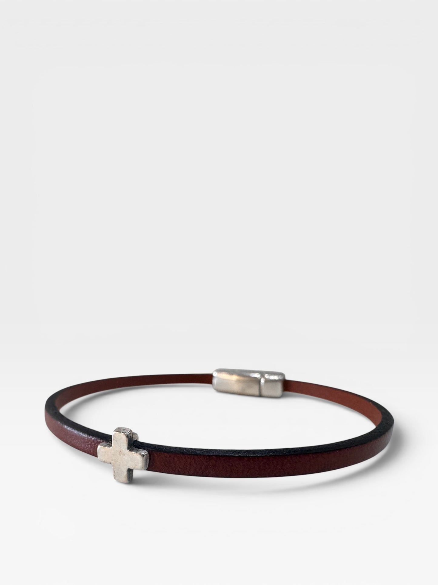 Single Layer Leather Cross Bracelet