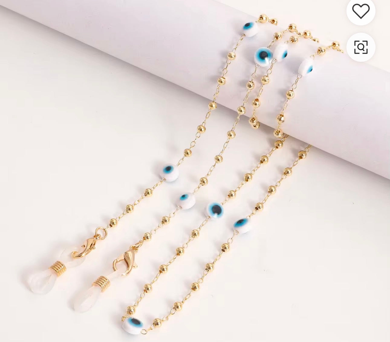 Gold Tone Evil Eye Metal Eye Glass Chain