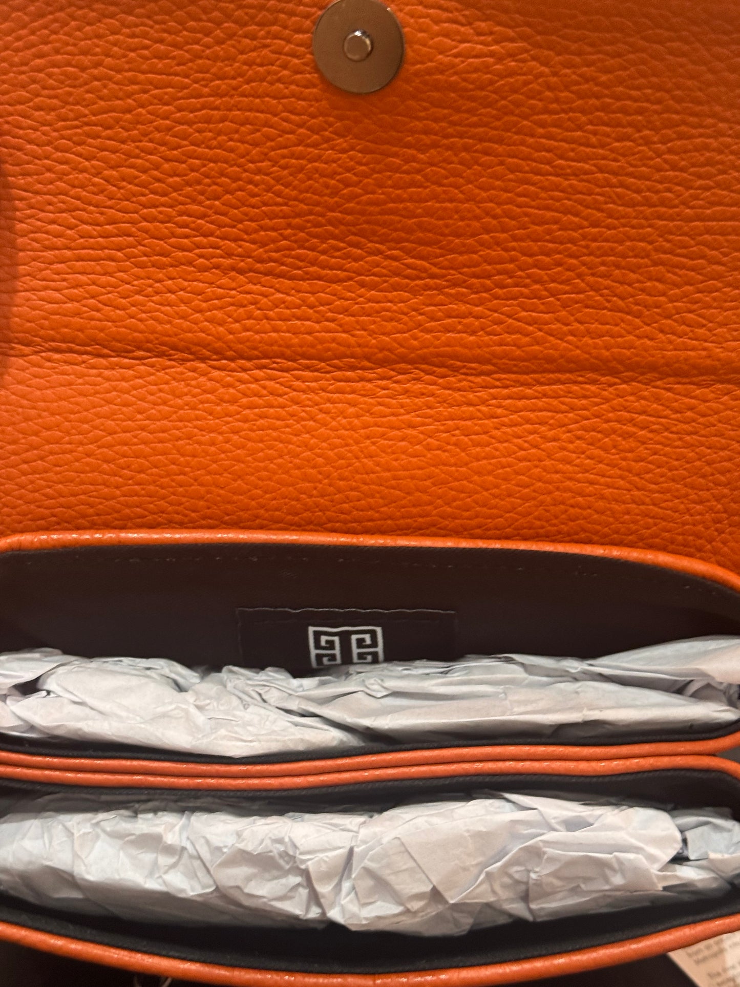 Antiparos Mini Orange Embossed Leather Bag