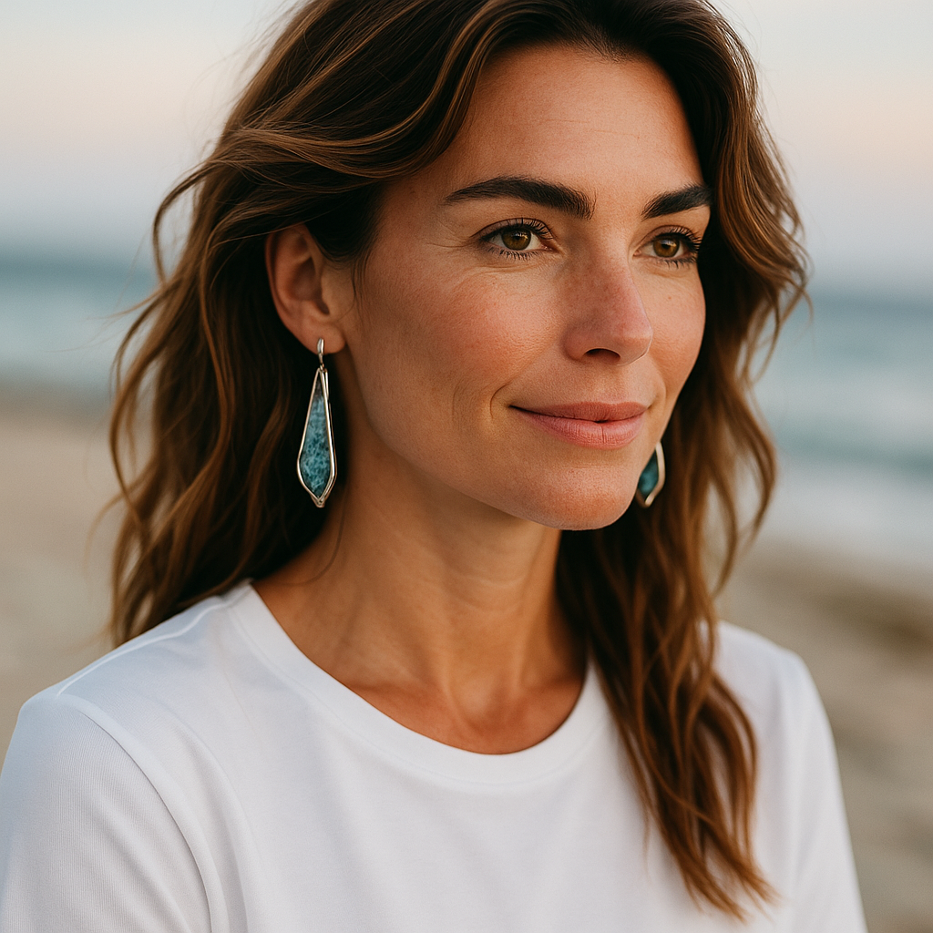 Brass And Resin Drop Earrings