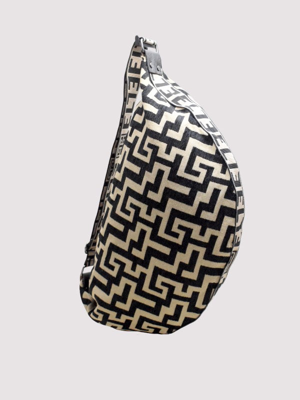 Santorini Beige Black Large Cross Body