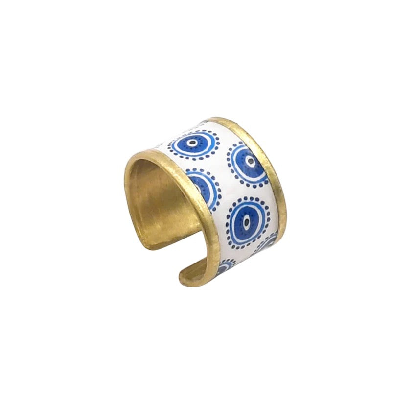 Mykono Brass Evil Eye Ring