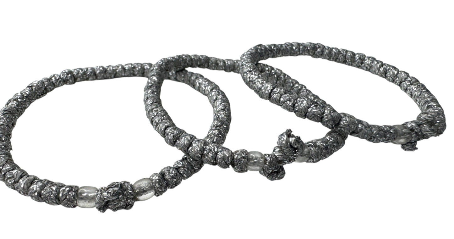 Greek Orthodox Prayer Rope Komboskini Bright Silver