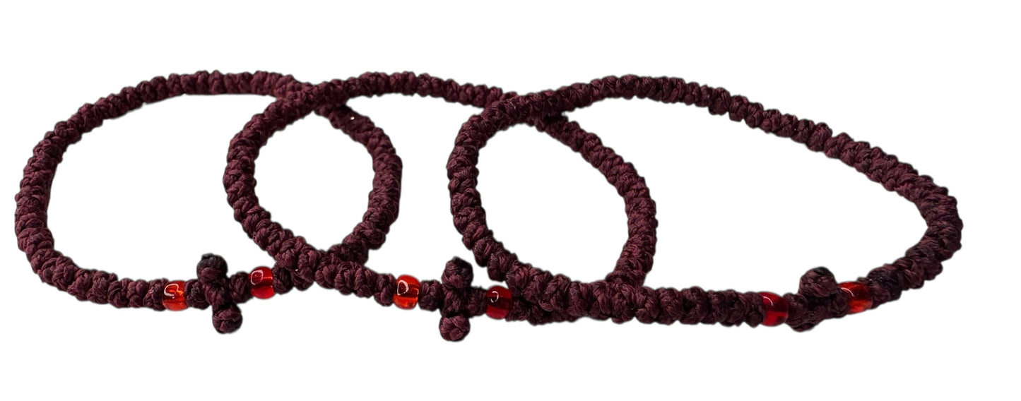Greek Orthodox Komboskini Prayer Rope Bracelet Light Burgundy