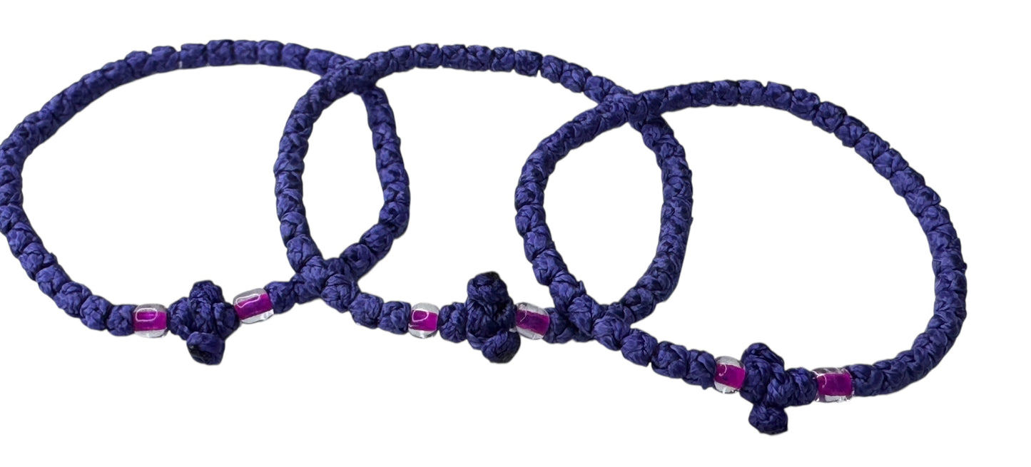 Greek Orthodox Komboskini Prayer Rope Bracelet Dark Purple