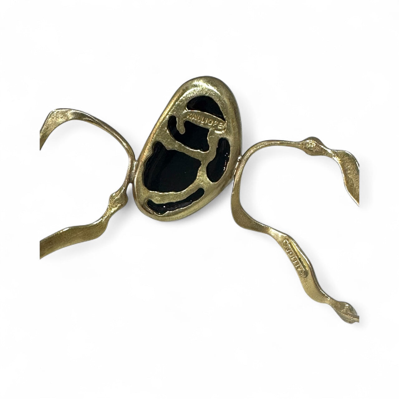 Brass Necklace With Black Stone
