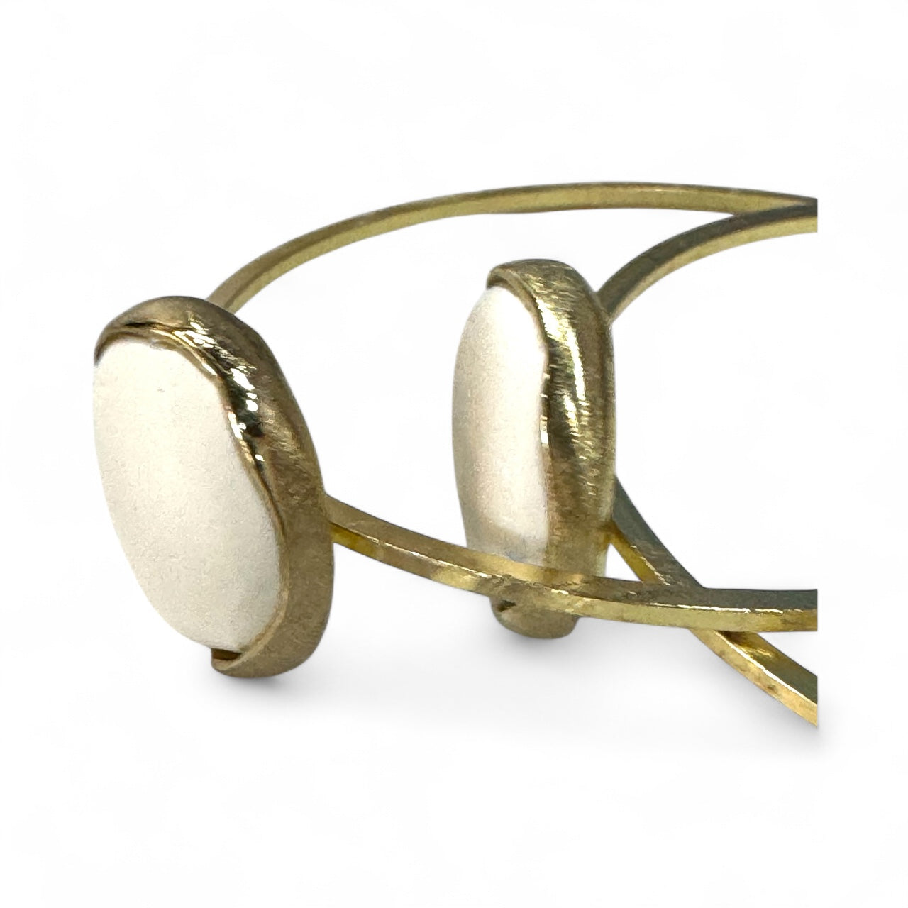 Brass And Stone Hoop Earrings
