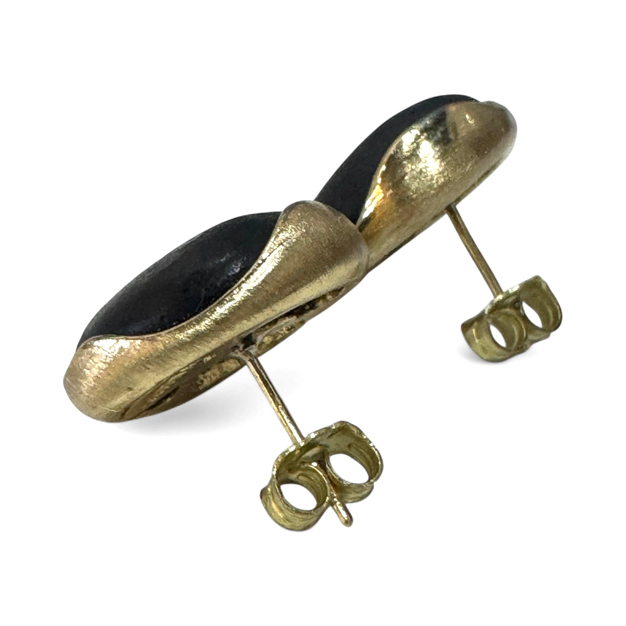 Brass Stone Stud Earrings
