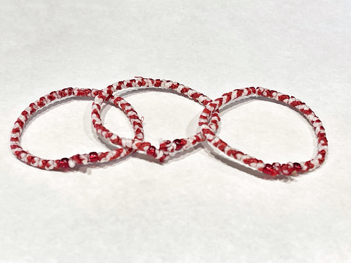 Red and White Komboskini Greek Orthodox Prayer Bracelet