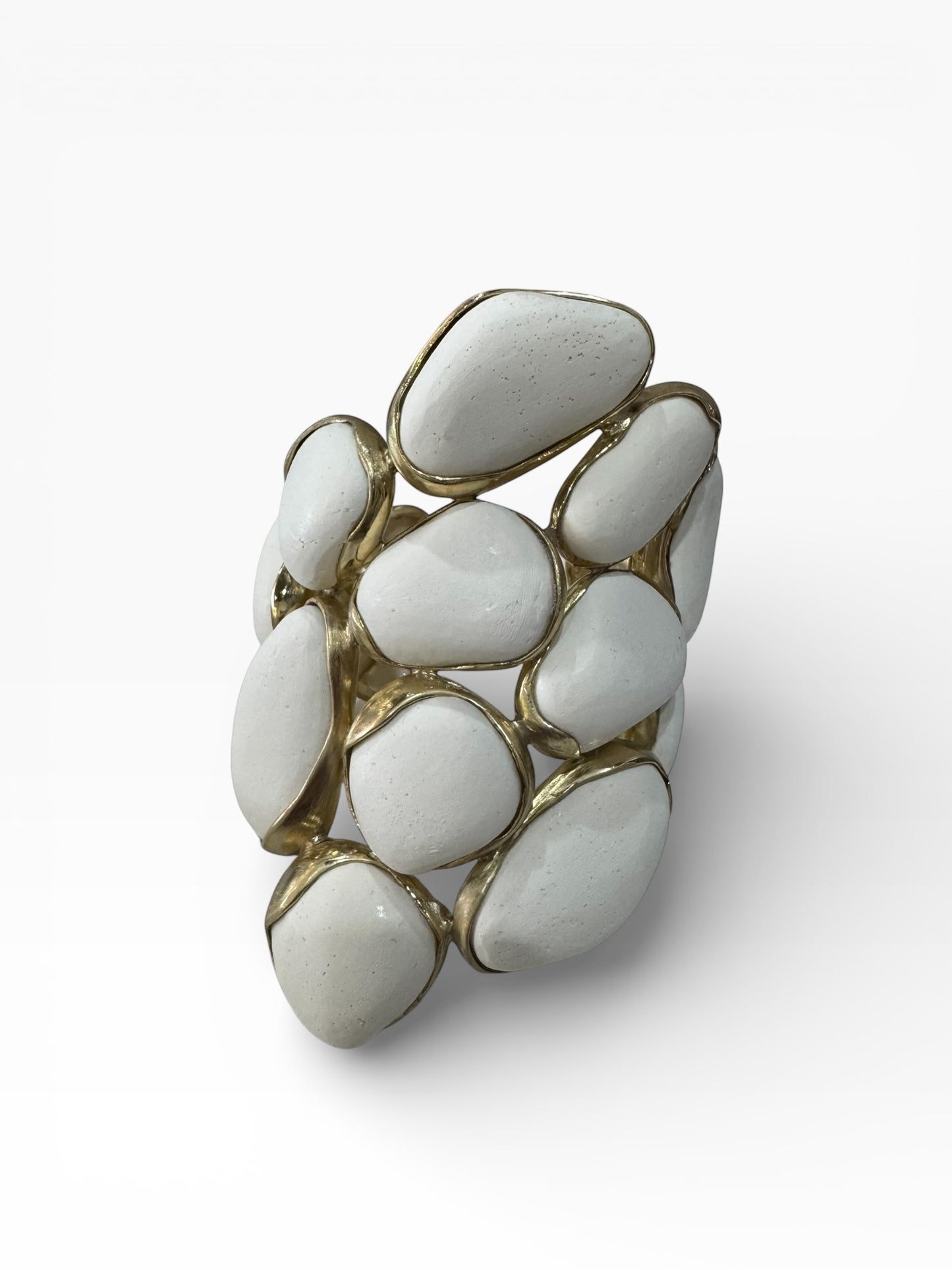 White Stone Brass Cuff