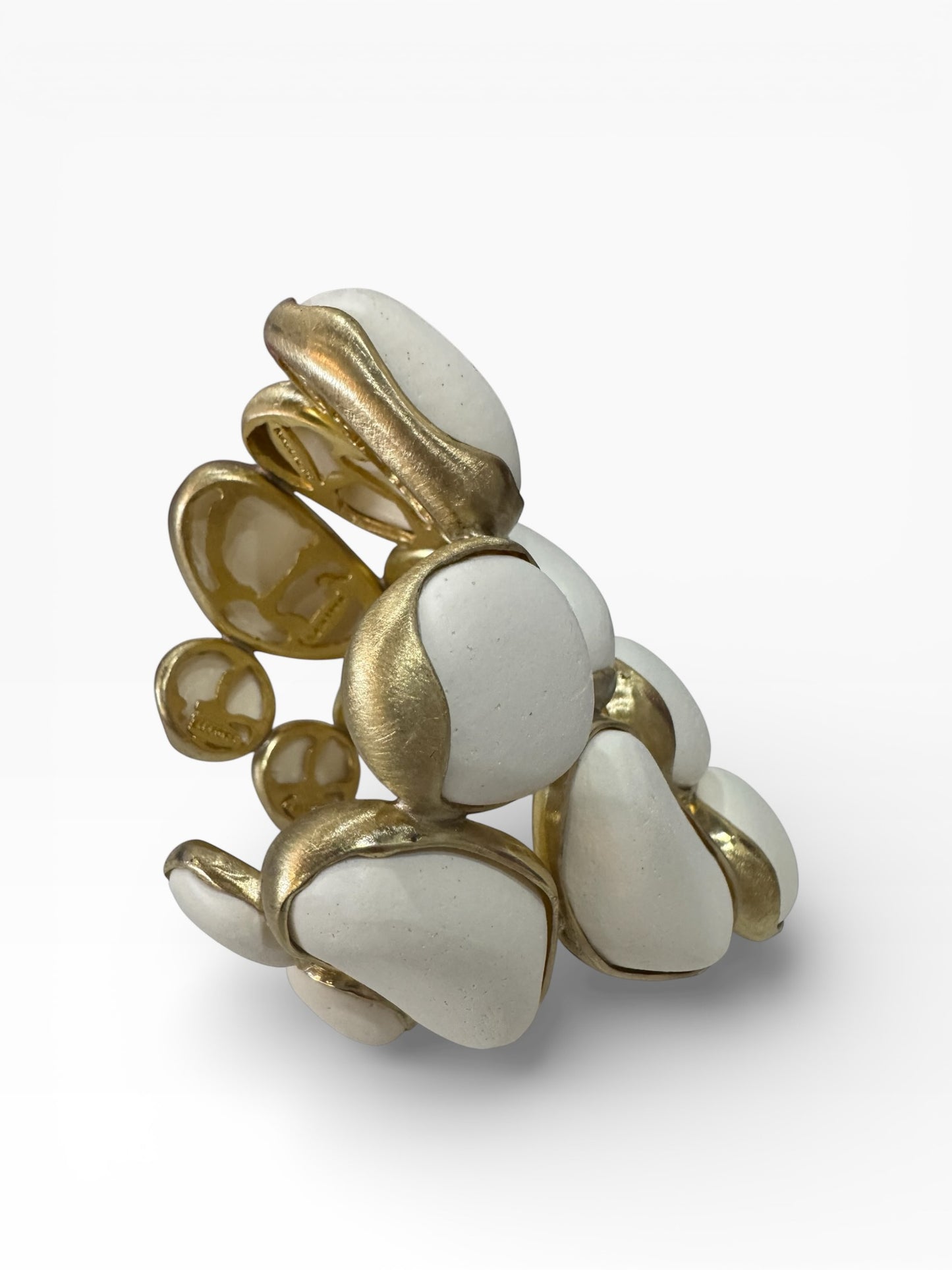 White Stone Brass Cuff
