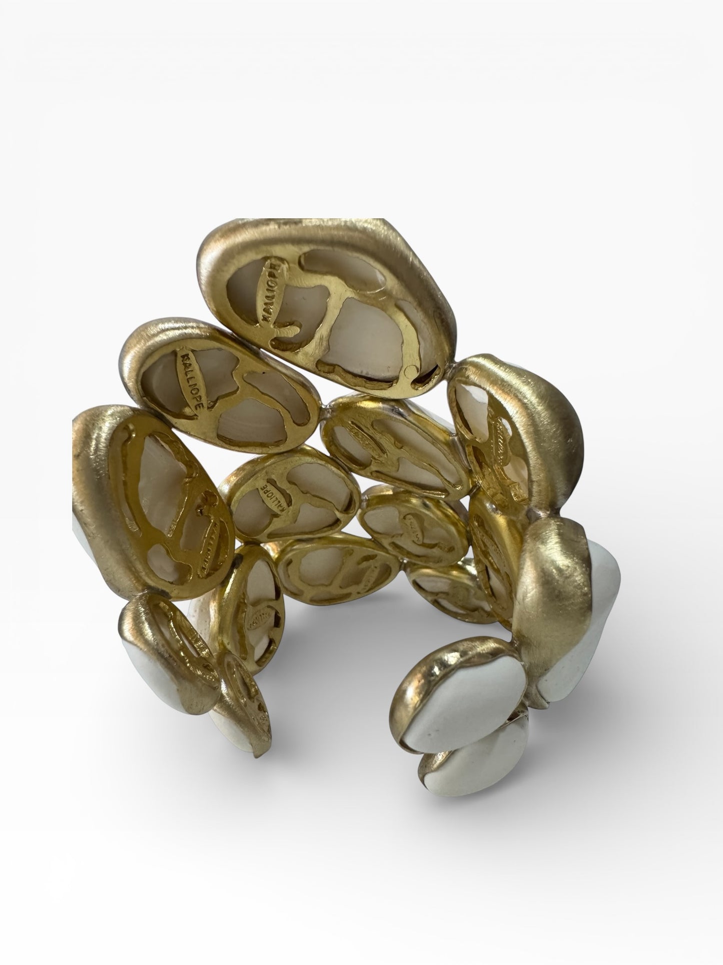 White Stone Brass Cuff