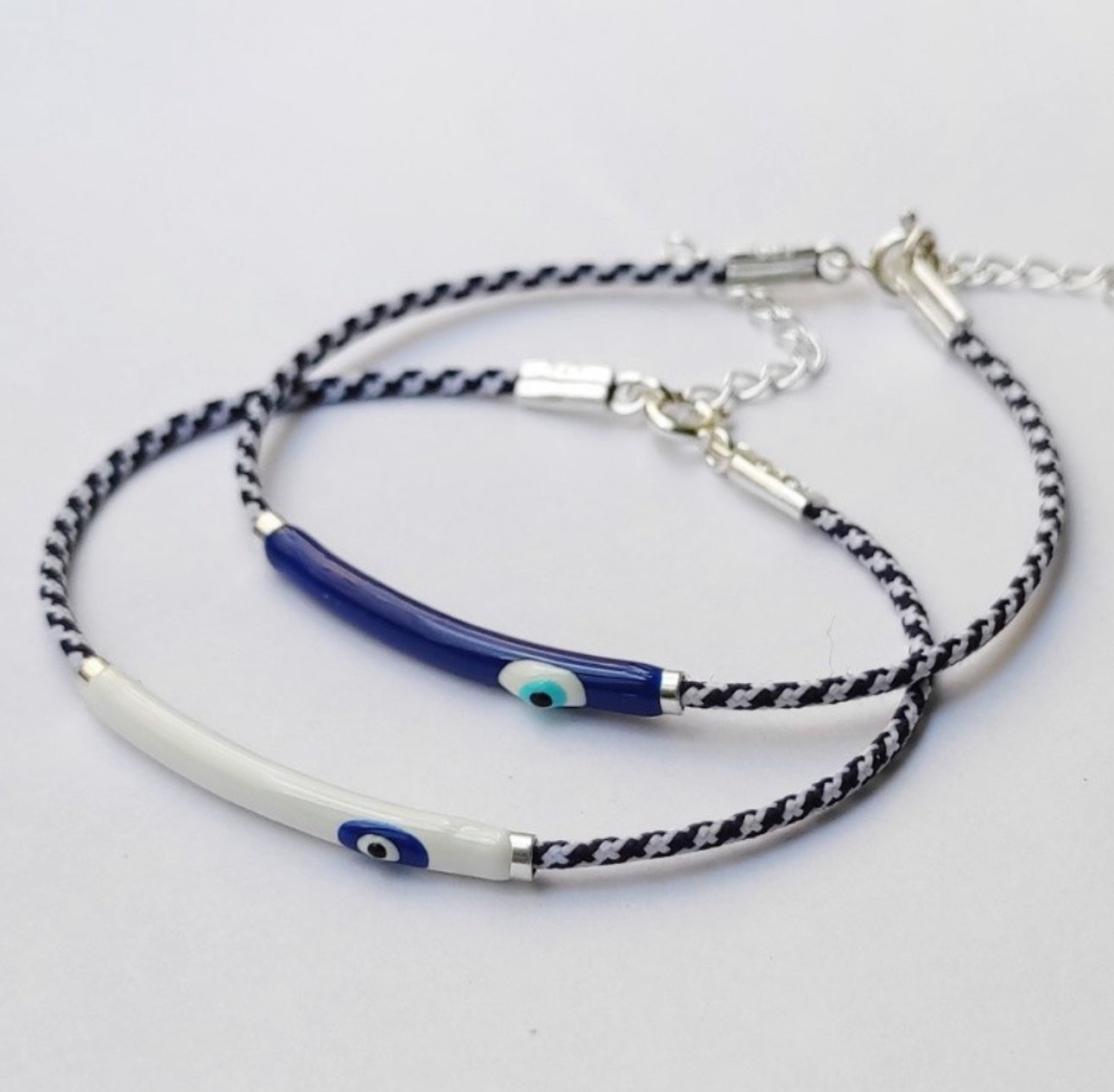 Evil Eye Enamel Sterling Silver Bracelet