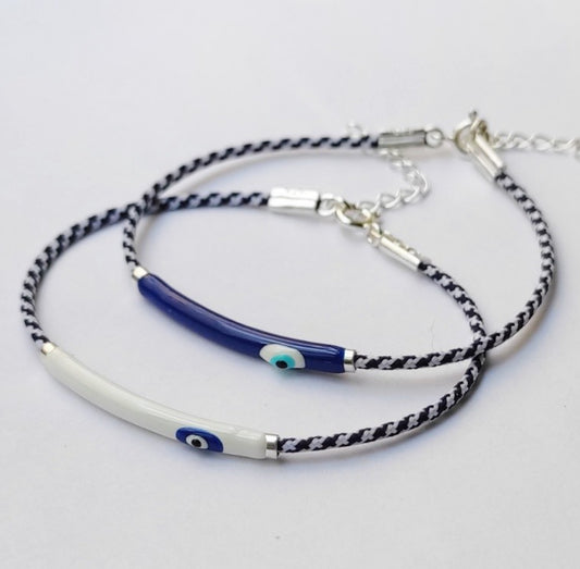 Evil Eye Enamel Sterling Silver Bracelet