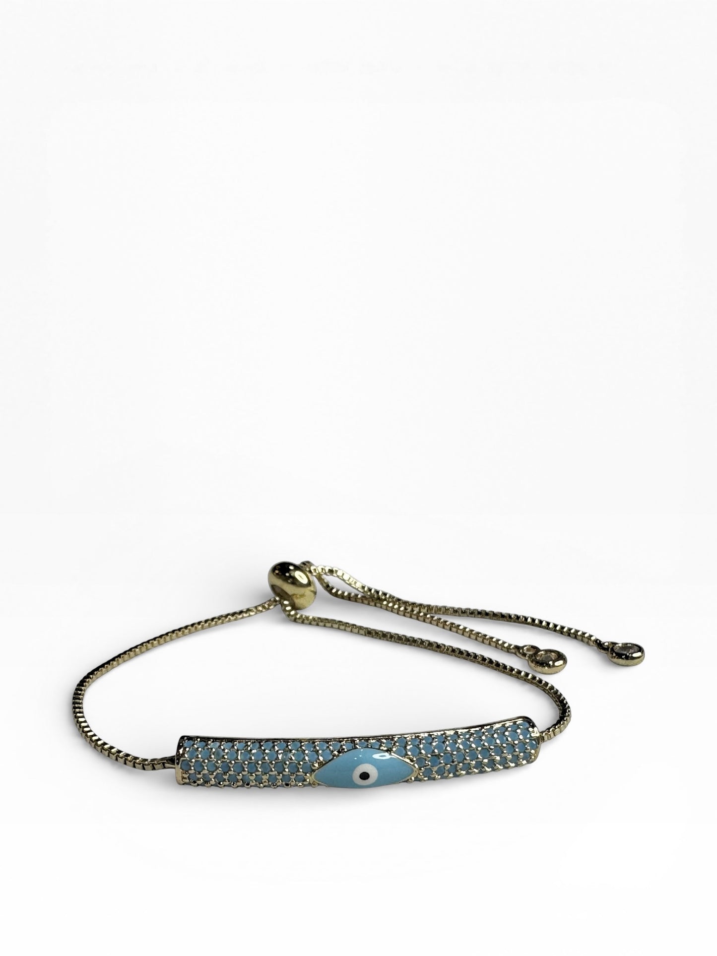 Stainless Steel Evil Eye Cylinder Chain Bracelet