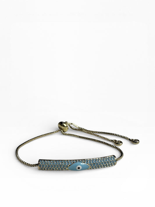 Stainless Steel Evil Eye Cylinder Chain Bracelet