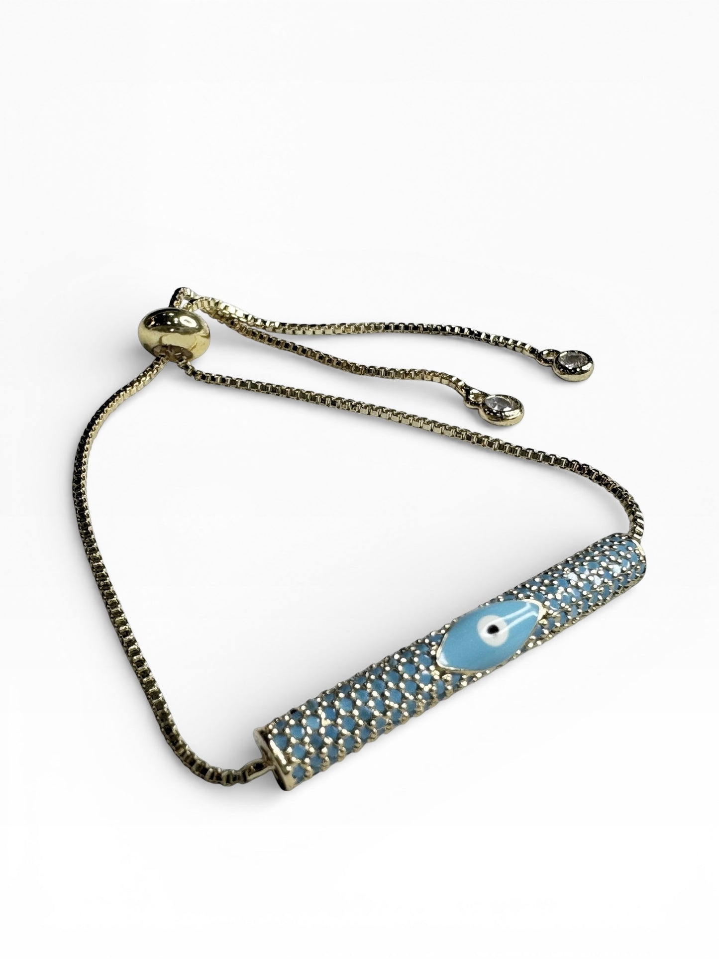 Stainless Steel Evil Eye Cylinder Chain Bracelet
