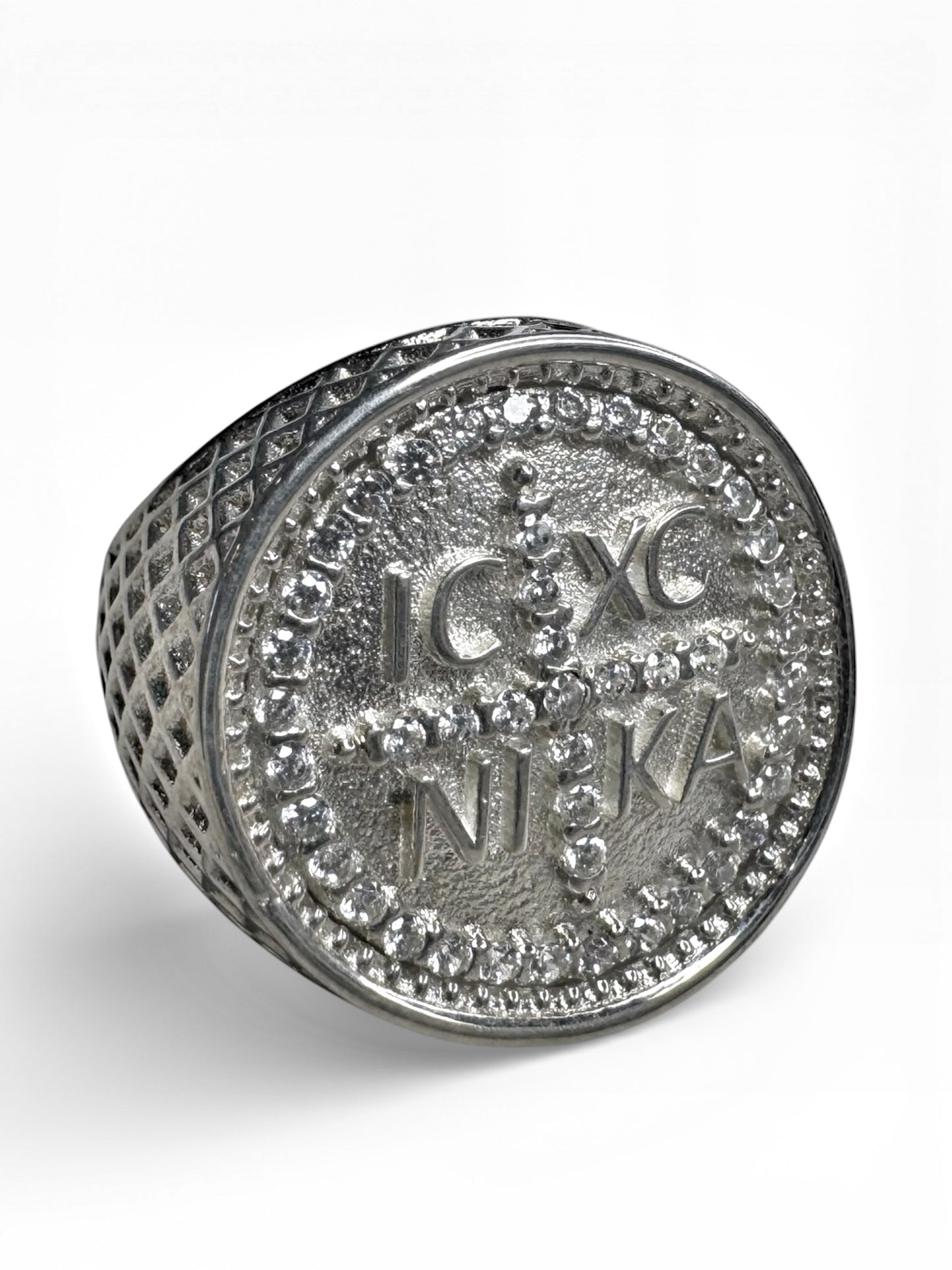 Sterling Silver Cubic Zirconia Stone Byzantine Ring