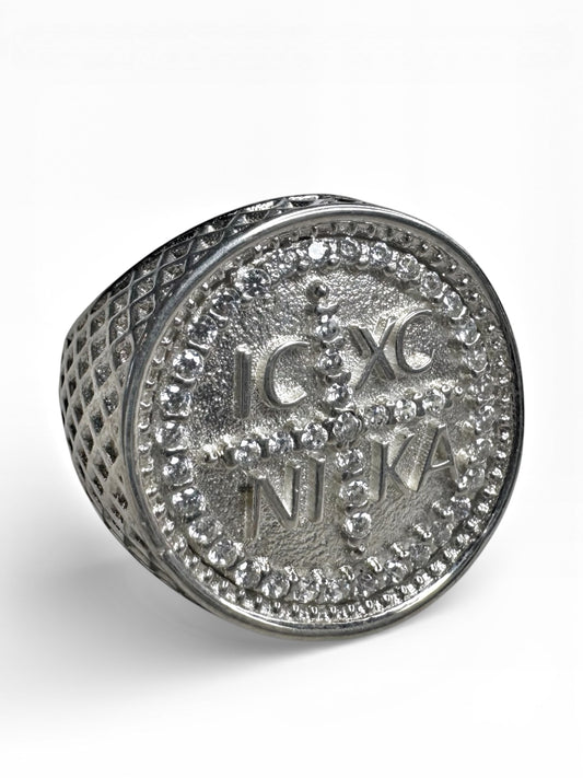 Sterling Silver Cubic Zirconia Stone Byzantine Ring