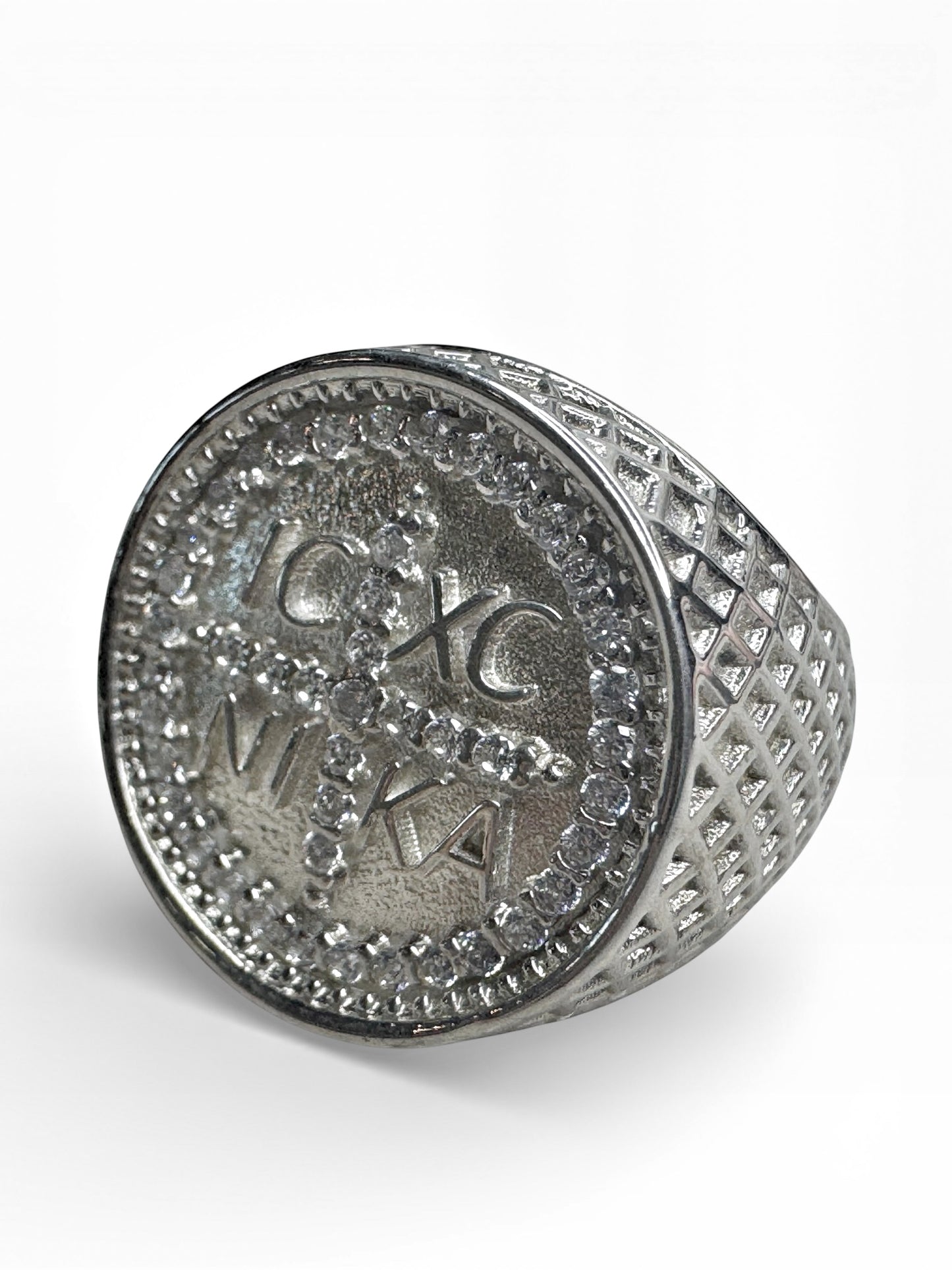 Sterling Silver Cubic Zirconia Stone Byzantine Ring