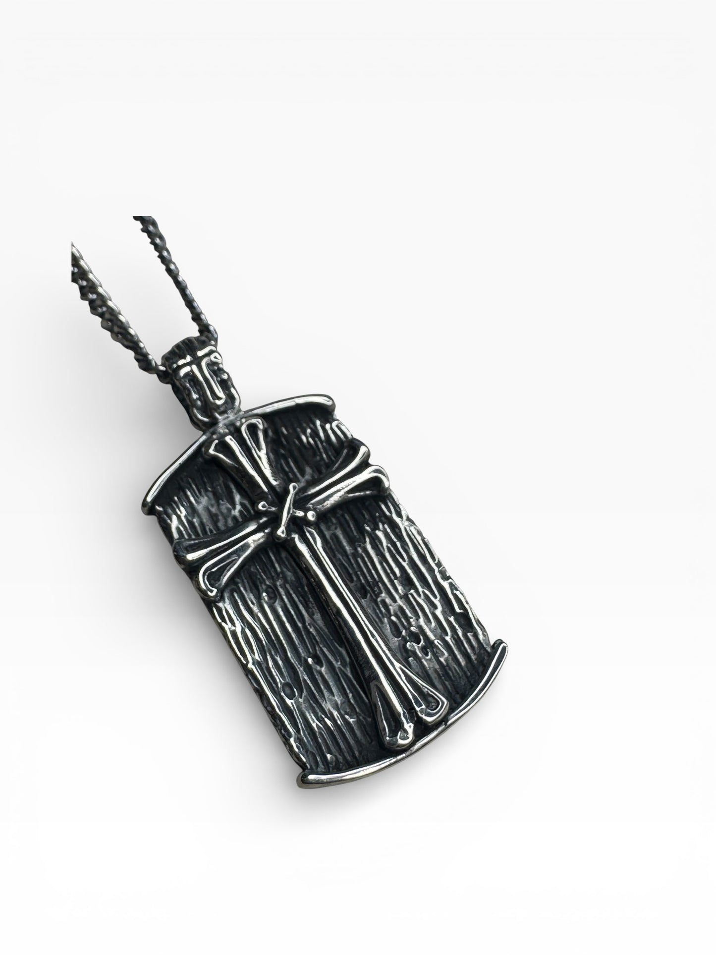 Sterling Silver Cross Tag Necklace With Chain