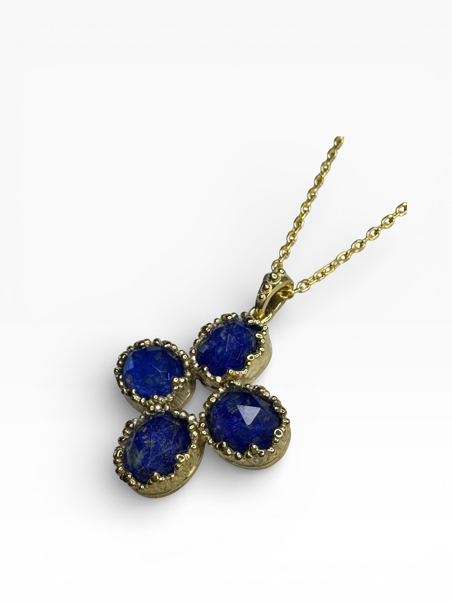 Lapis Stone Sterling Silver Two tone Cross