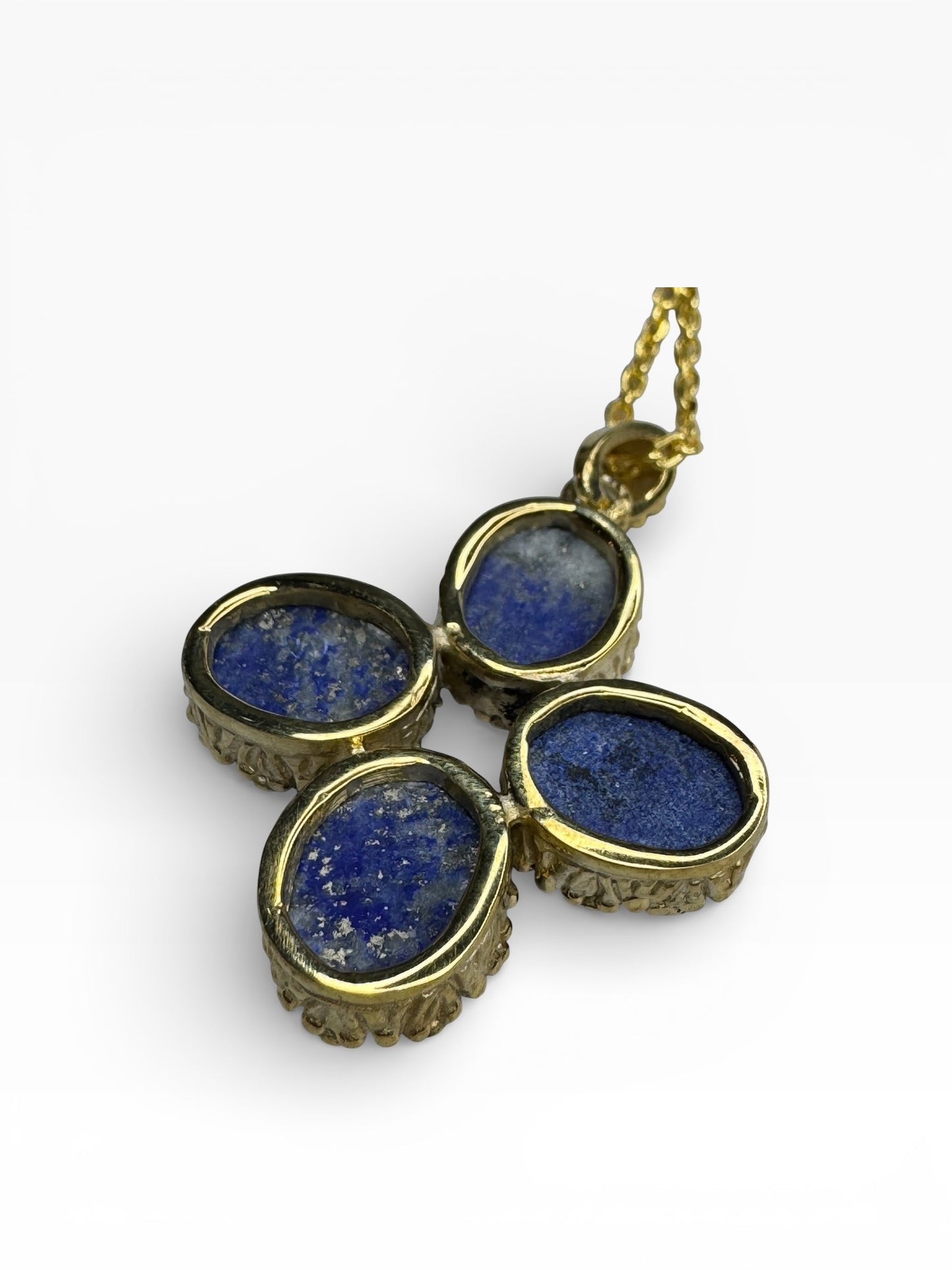 Lapis Stone Sterling Silver Two tone Cross