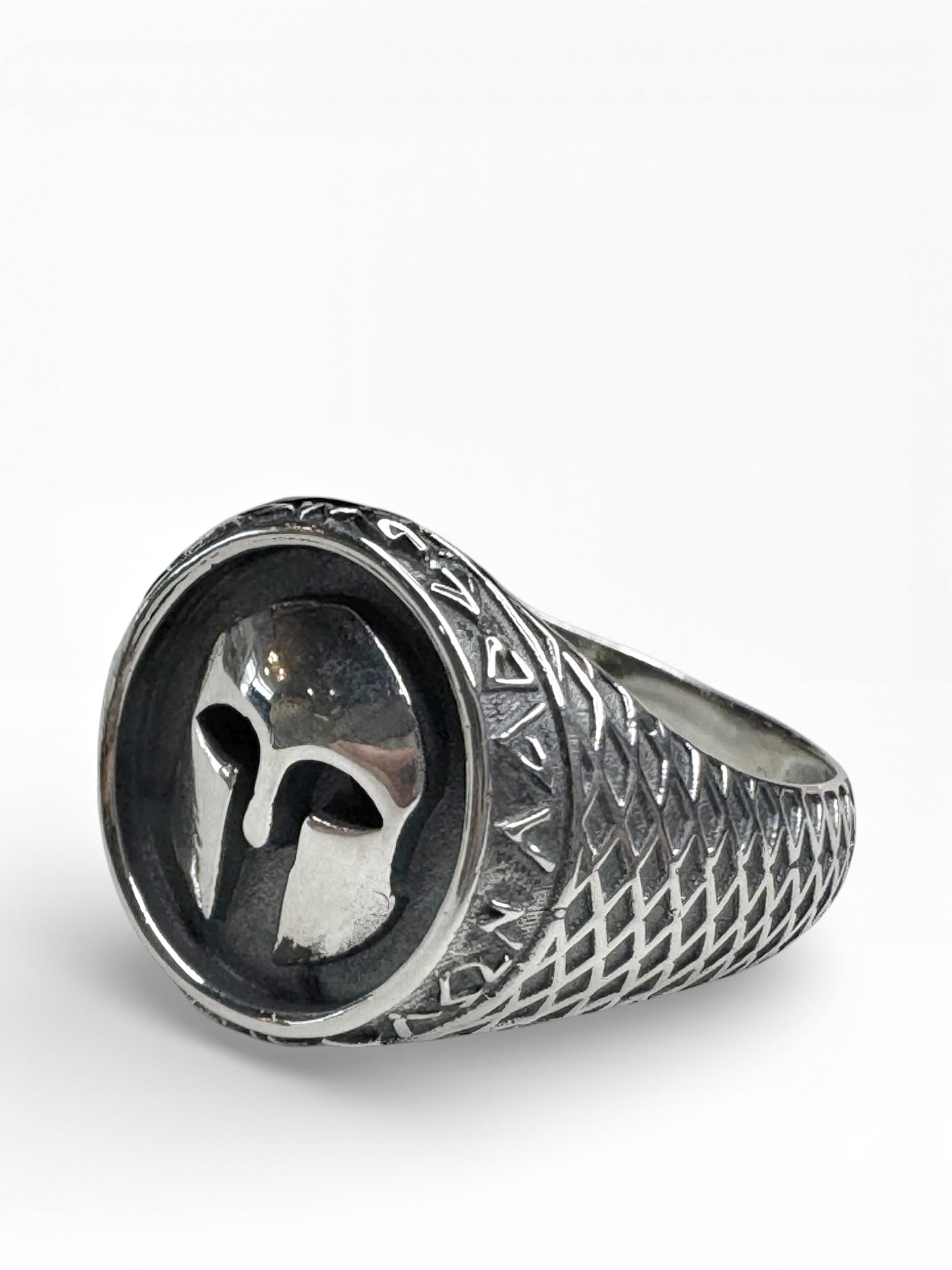Spartan Helmet Sterling Silver Mens Ring