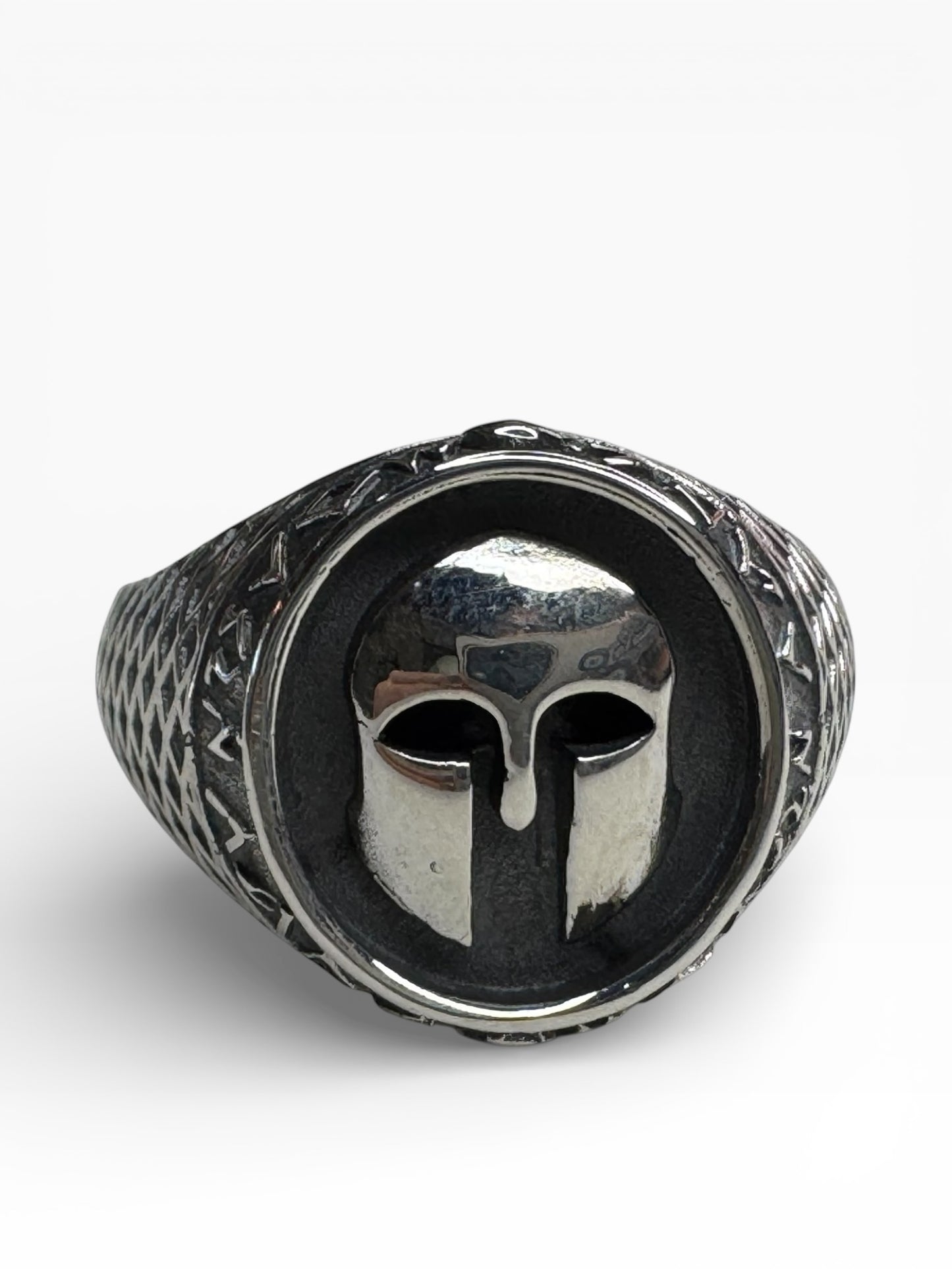 Spartan Helmet Sterling Silver Mens Ring