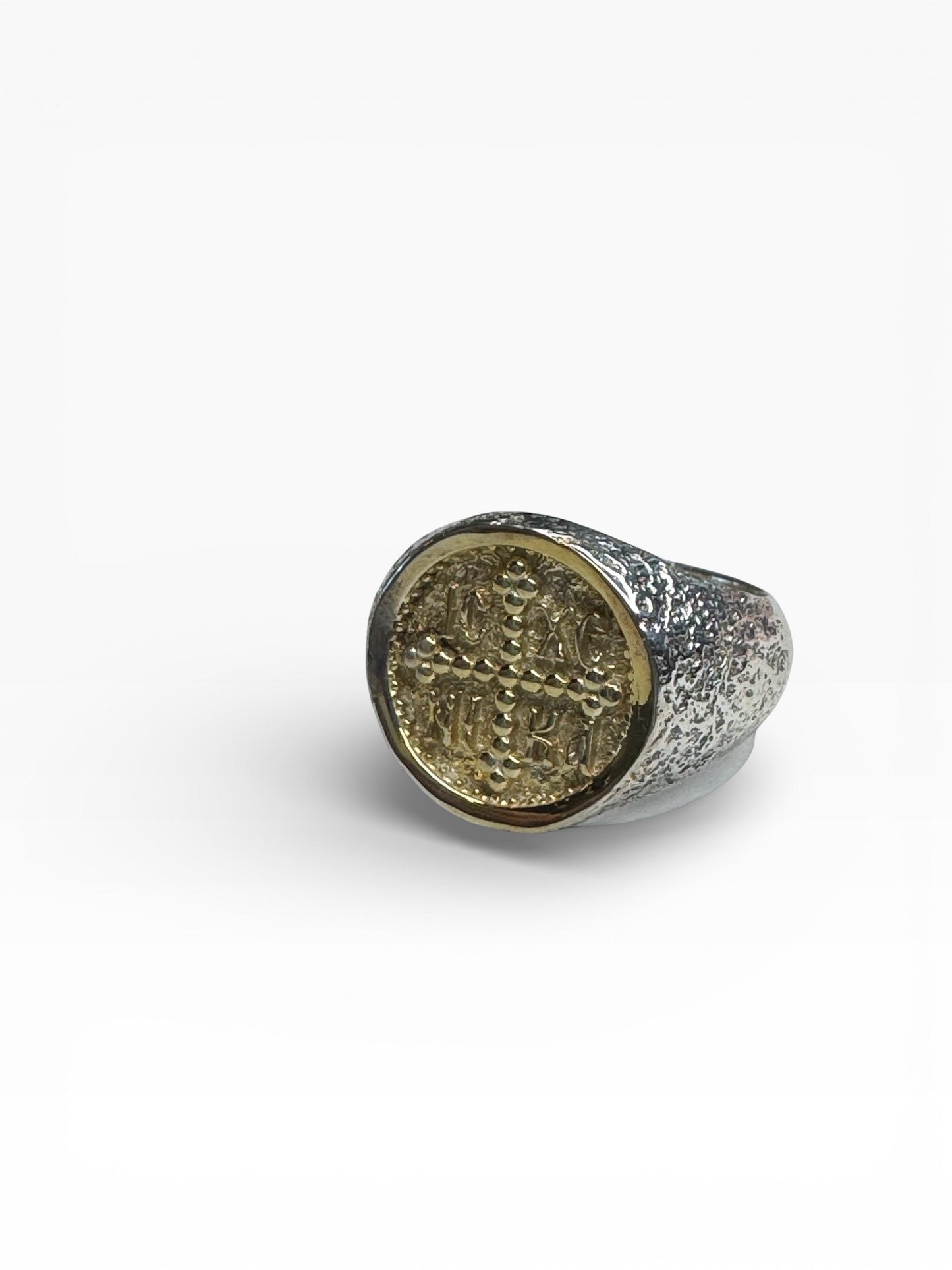Byzantine Sterling Silver Two Tone Mens Ring