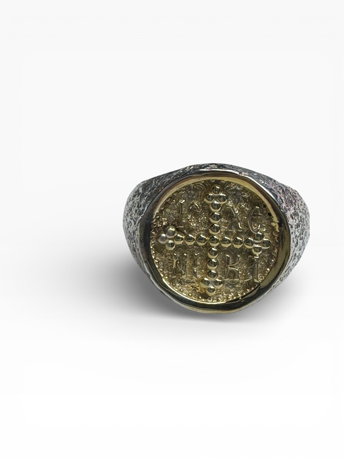 Byzantine Sterling Silver Two Tone Mens Ring