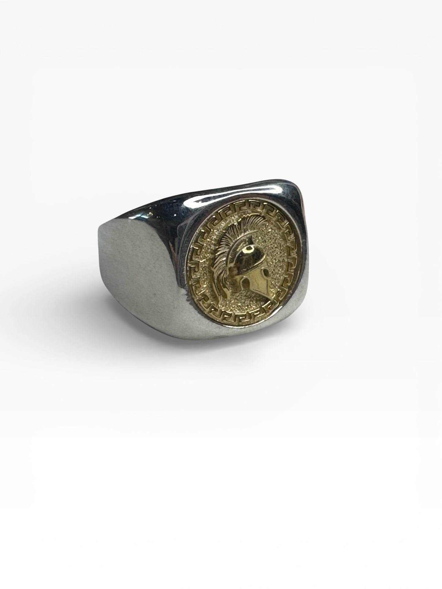 Sterling Silver Two Tone Spartan Mens Ring
