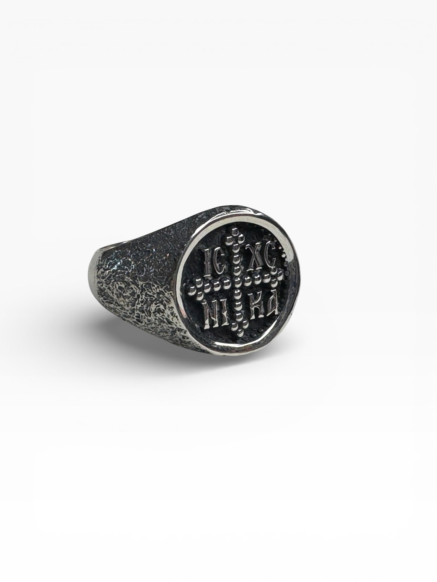 Sterling Silver Patina Byzantine Mens Ring
