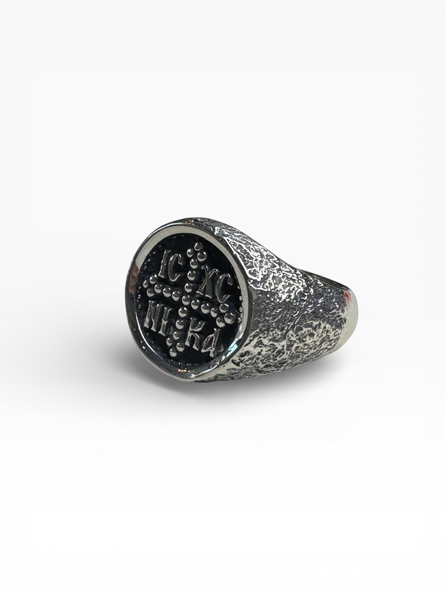 Sterling Silver Patina Byzantine Mens Ring