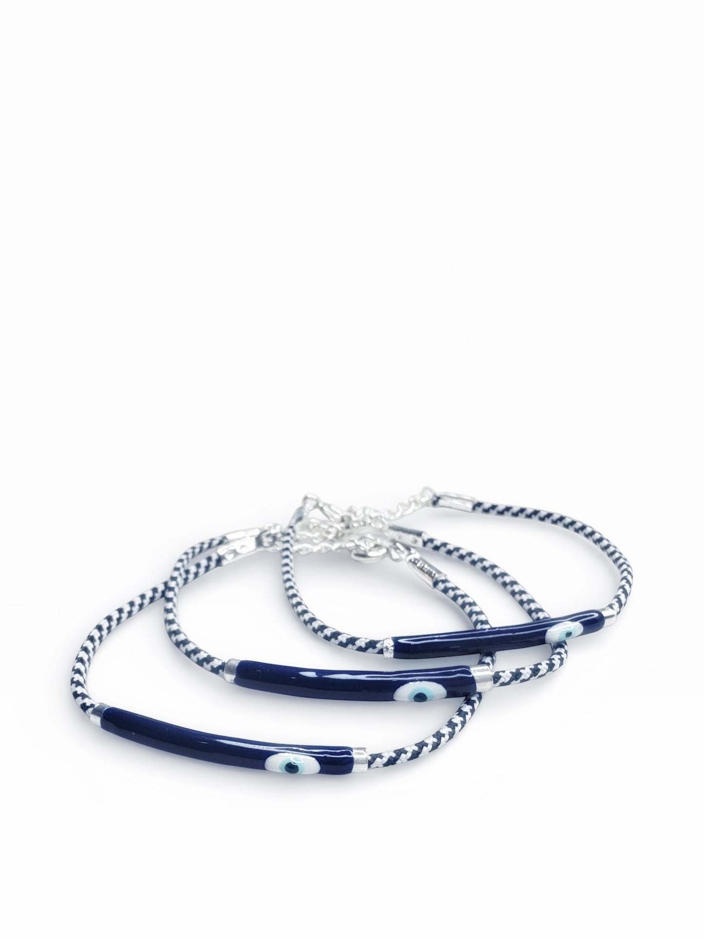 Evil Eye Enamel Sterling Silver Bracelet