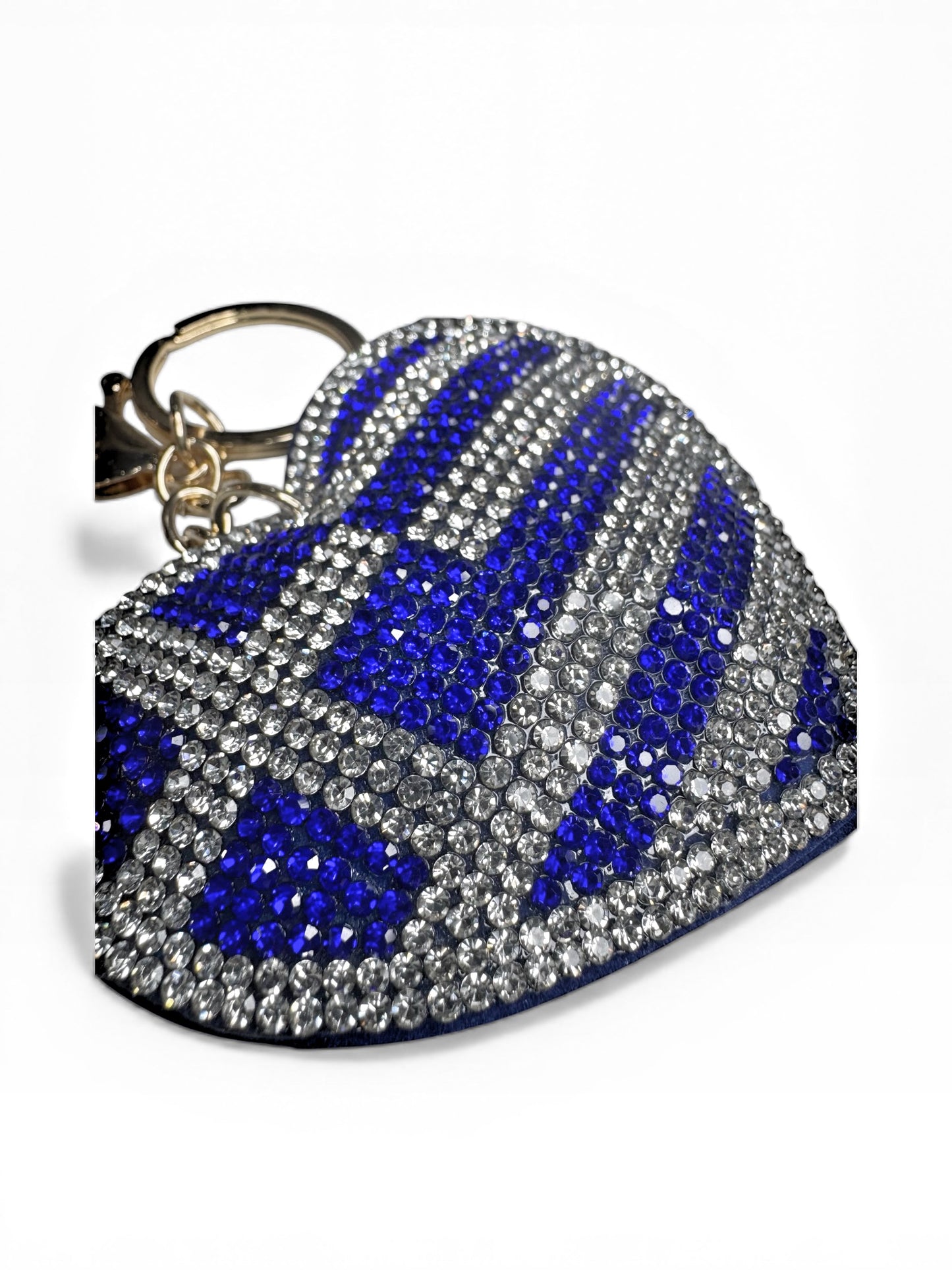 Greek Flag Rhinestone Heart Keychain