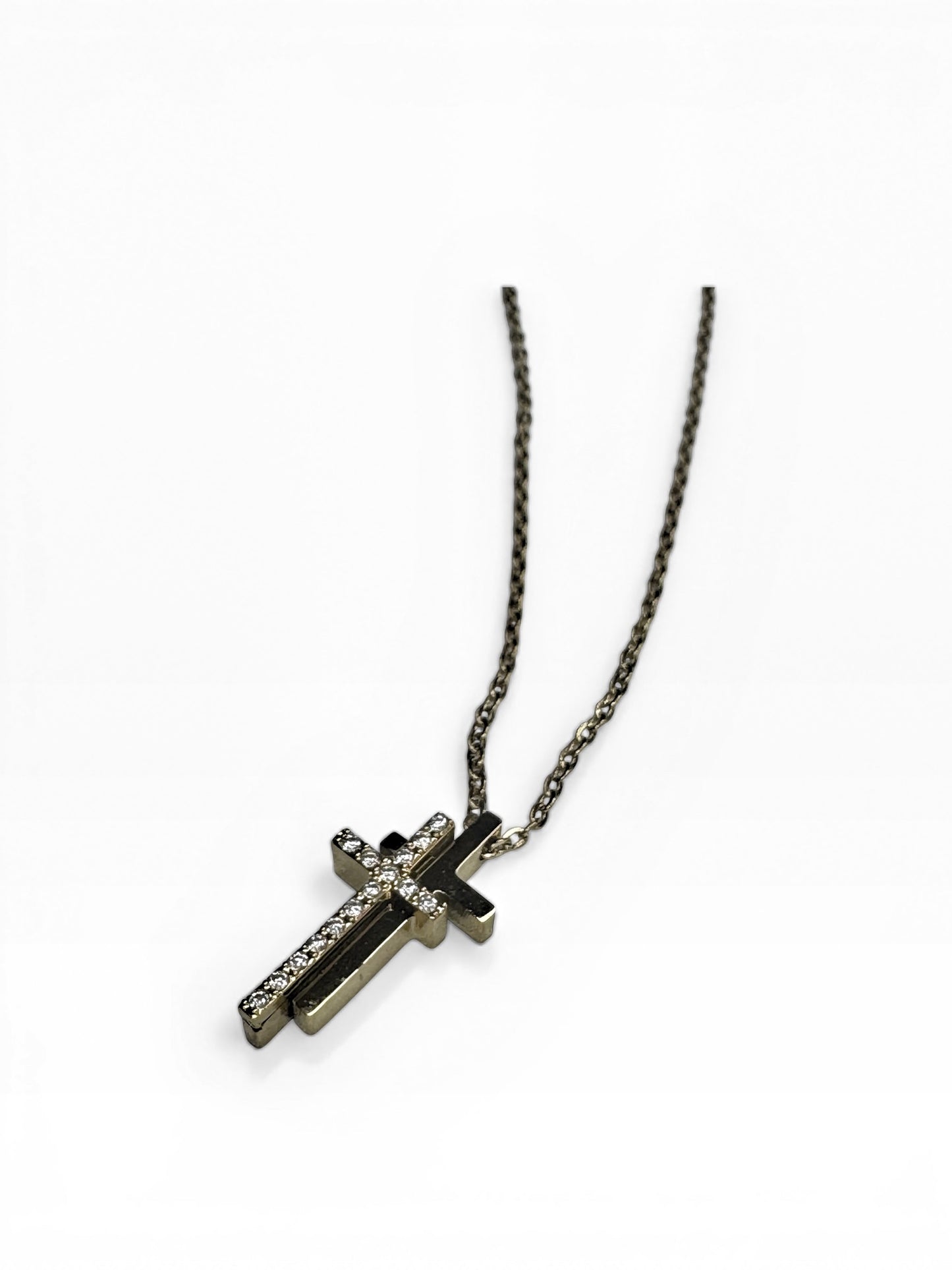 Stainless Steel Gold Tone 2 Tier Cross