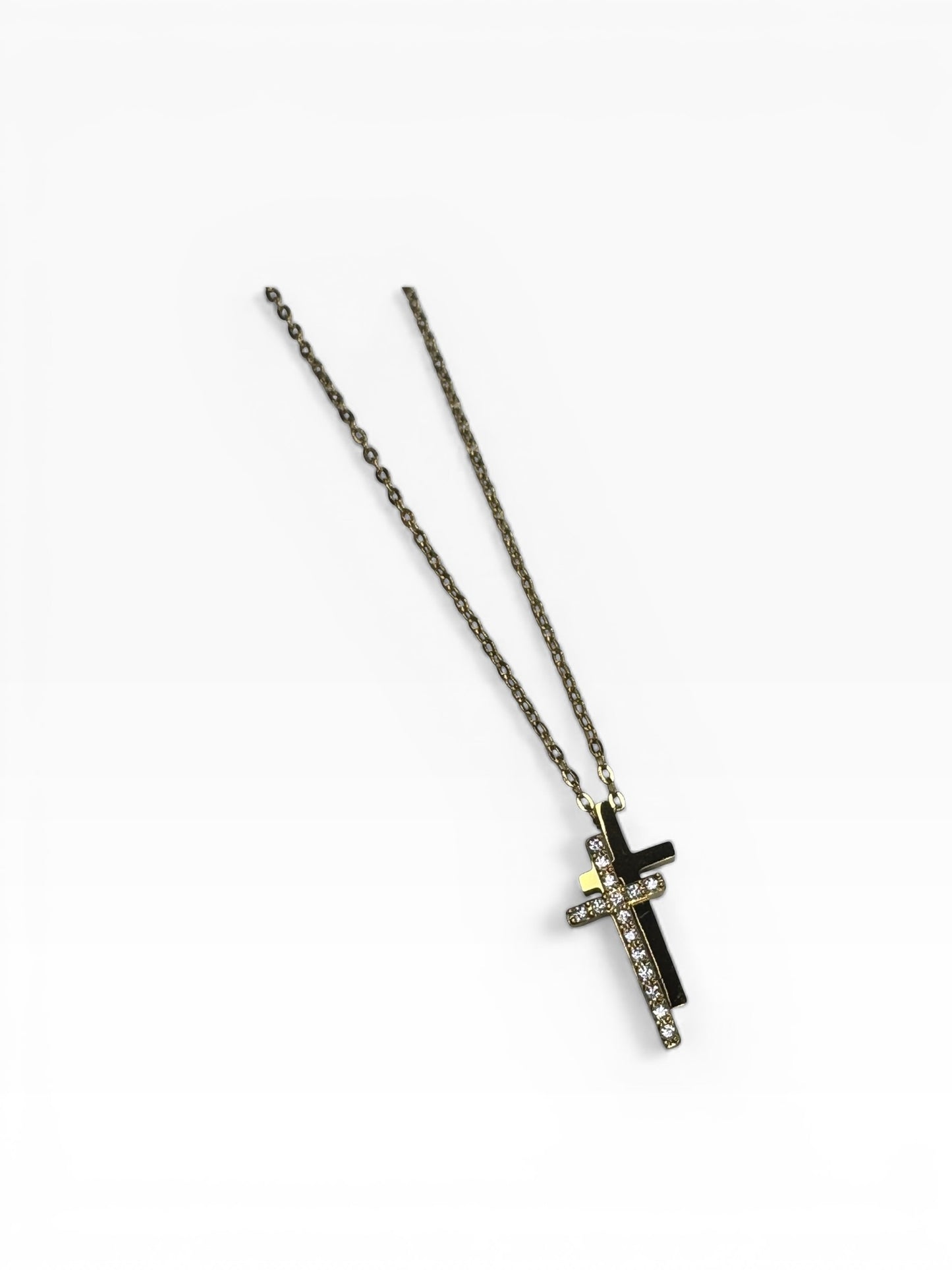 Stainless Steel Gold Tone 2 Tier Cross