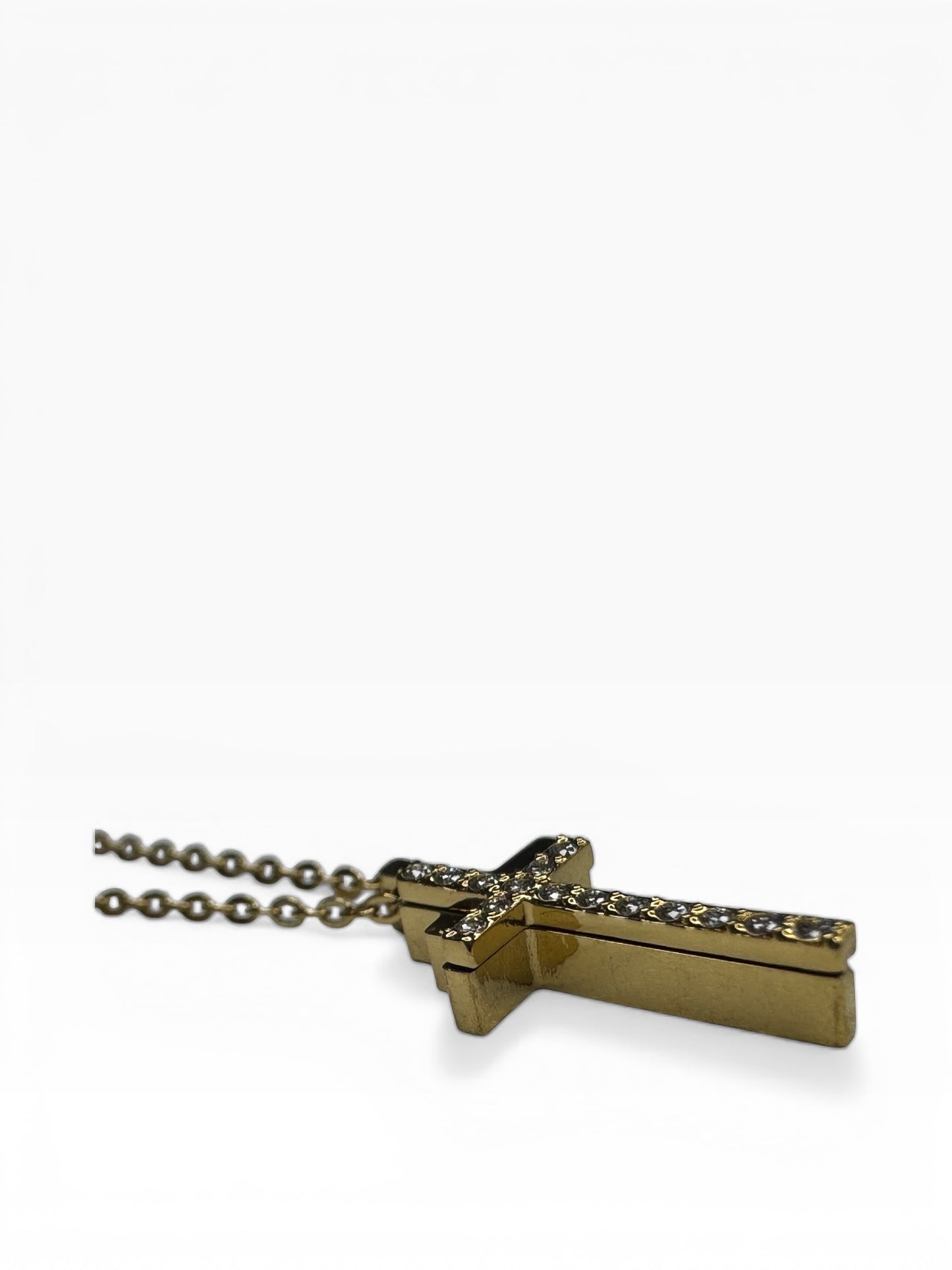 Stainless Steel Gold Tone 2 Tier Cross