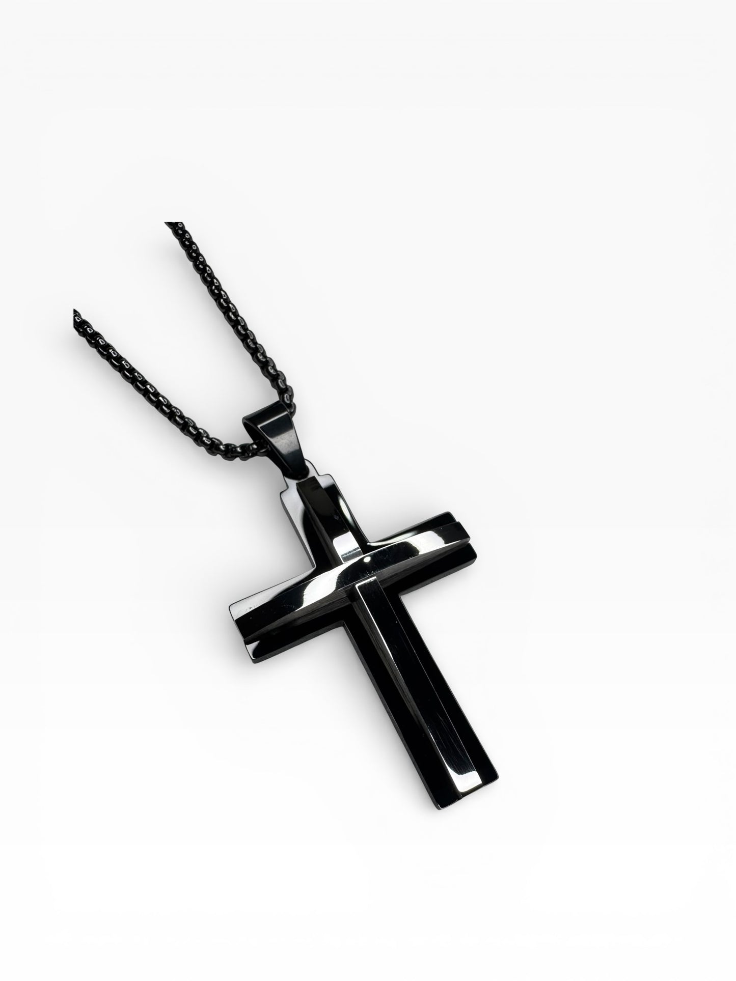 Cronus Black and Stainless Steel Cross