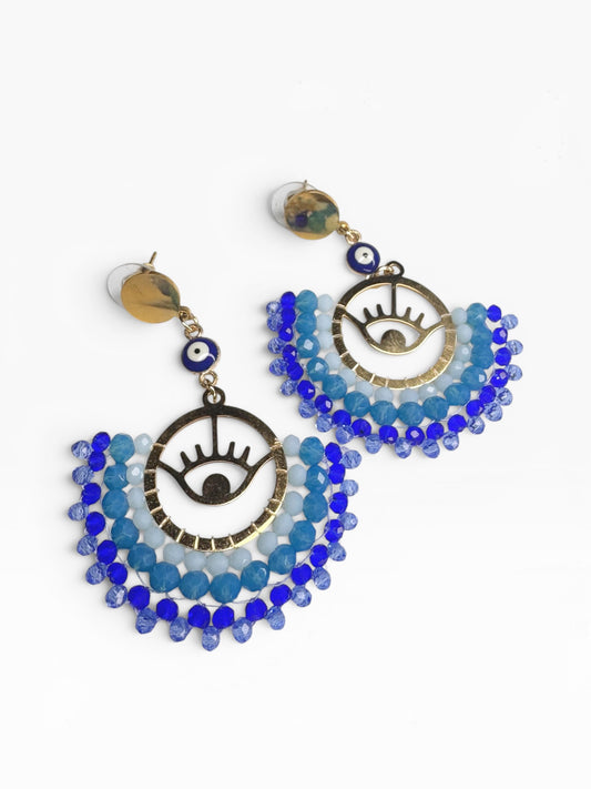 Half Moon Evil Eye Beaded Earrings