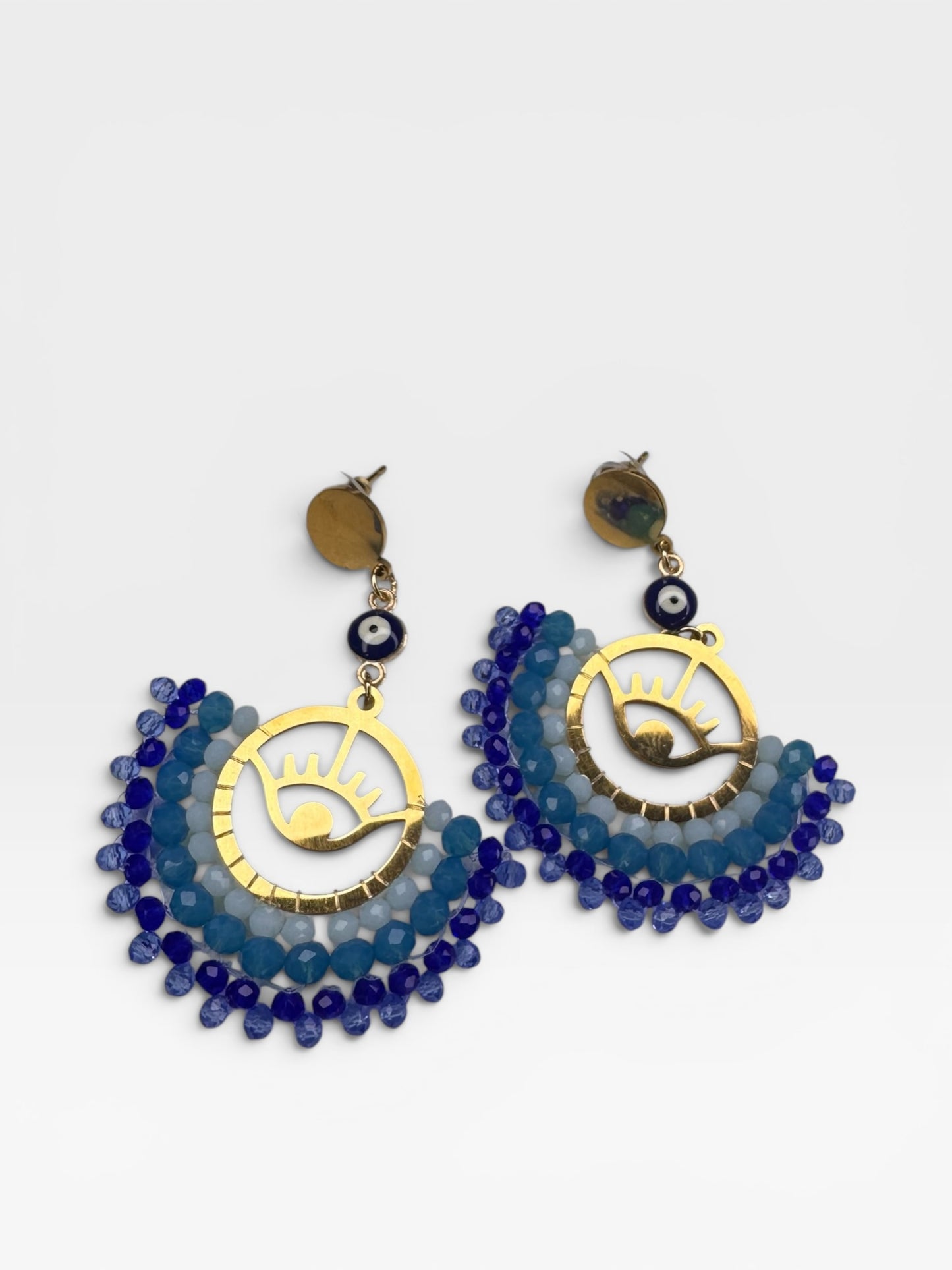 Half Moon Evil Eye Beaded Earrings