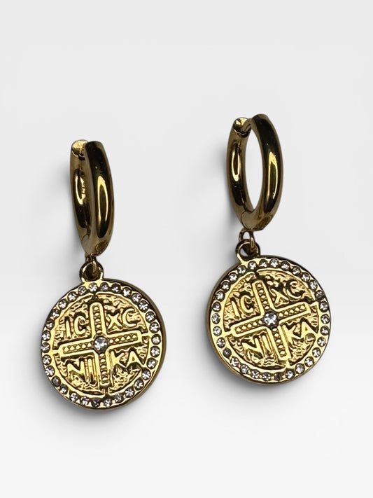 Gold Tone Stainless Steel Byzantine Earrings