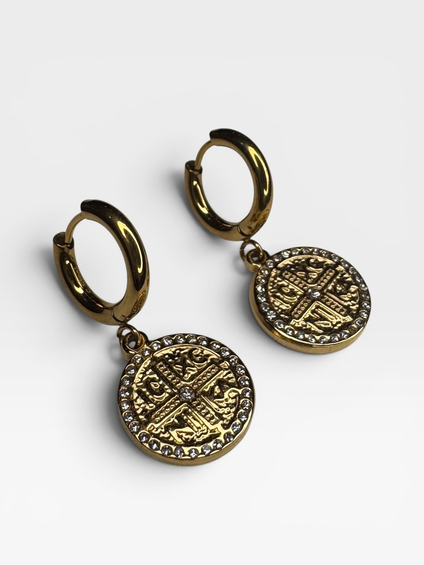 Gold Tone Stainless Steel Byzantine Earrings