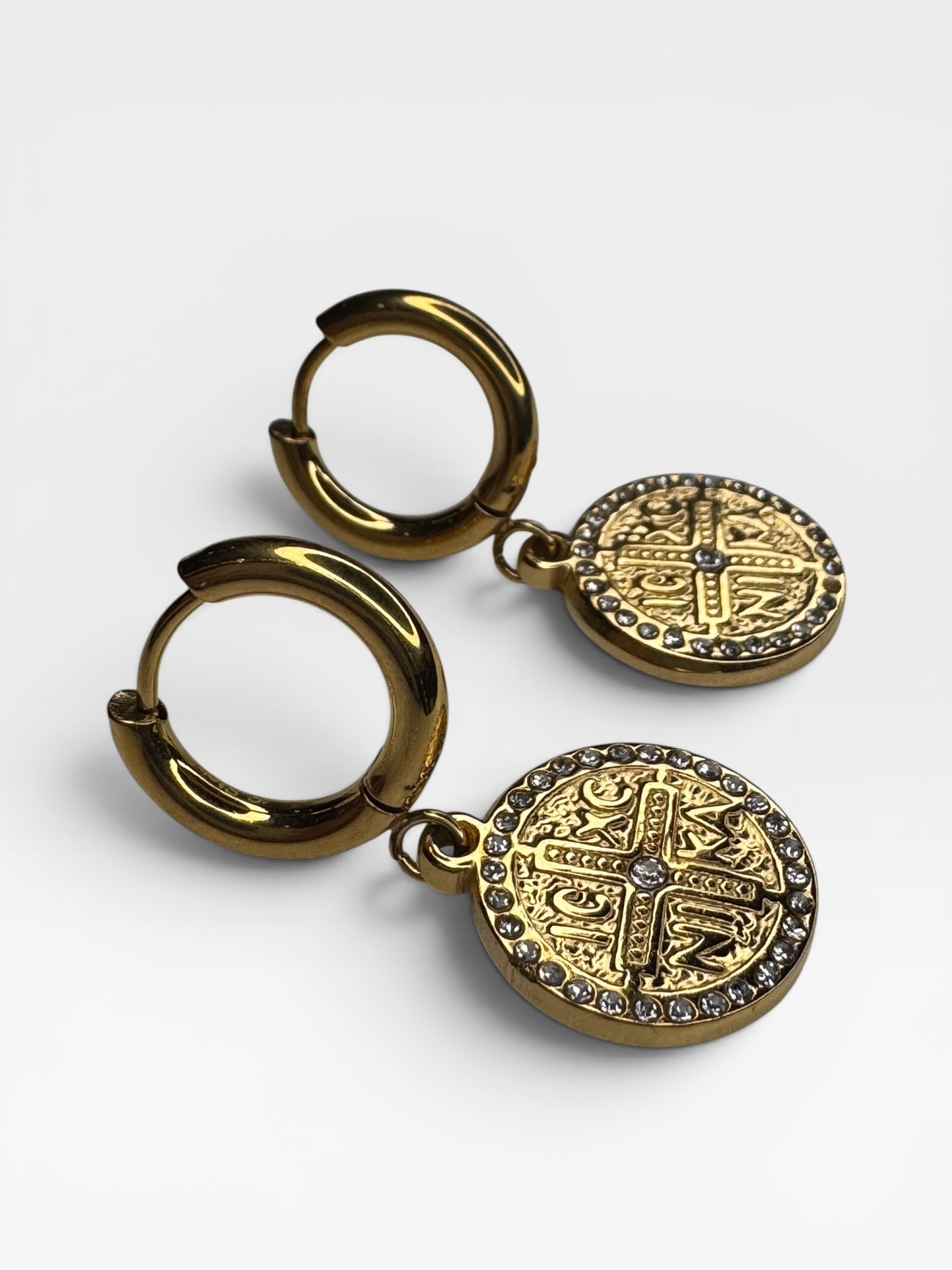 Gold Tone Stainless Steel Byzantine Earrings
